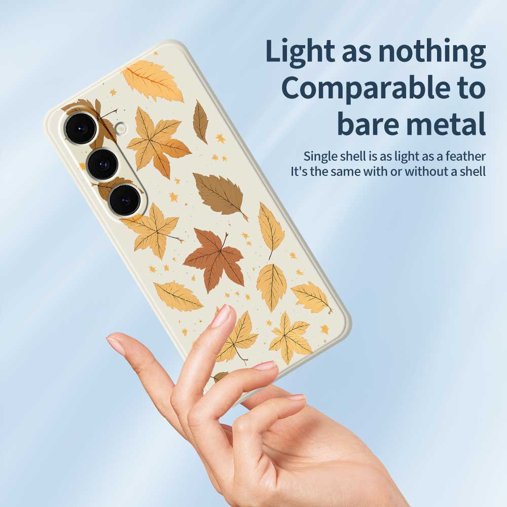 For Samsung Galaxy S25+ Case Maple Leaves Pattern Printing Straight Edge TPU Phone Back Cover