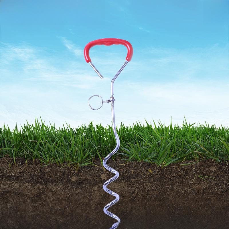 «Колышек и трос для привязывания собак на улице — хромированный металлический гвоздь для заземления домашних животных»