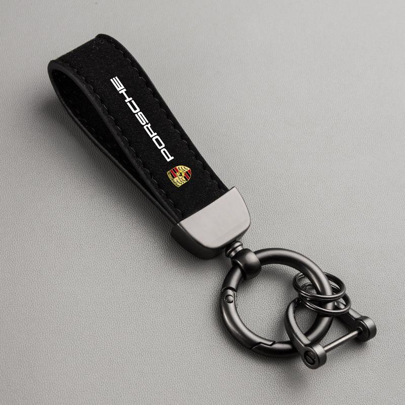 Leather Keychain Pendant Gifts Car Keyring Rings Holder For Porsche Cayenne Panamera Macan 911 Taycan Boxster Cayman 918 Pajun jbcr64