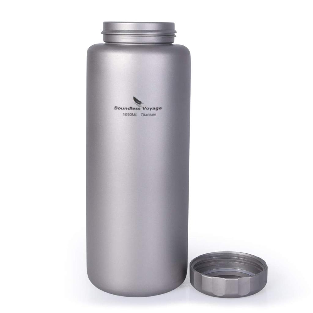 Boundless Voyage 1050ml Pure Titanium Water Wide Large Direct Outdoor Sports Water with Strap Pouch Bottle, Mouth, Capacity, Drinking, Climbing,