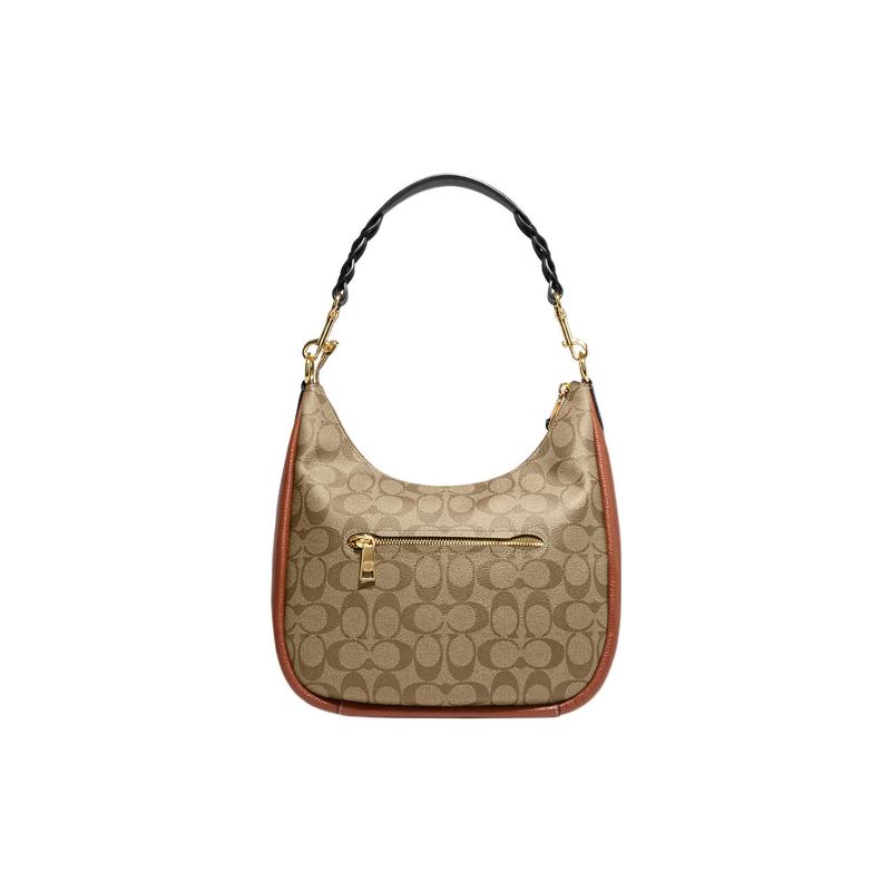 COACH Jules 29 Classic Presbyopia Zipper Closure Canvas and Pebbled Leather Hand-held Shoulder Crossbody Bag Large Women's Khaki