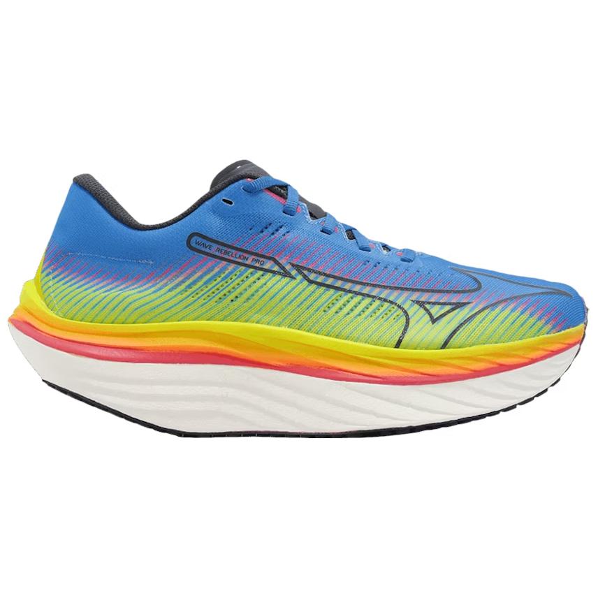 Mizuno Wave Rebellion Pro желтые синие градиентные мужские кроссовки черные J1GC231751