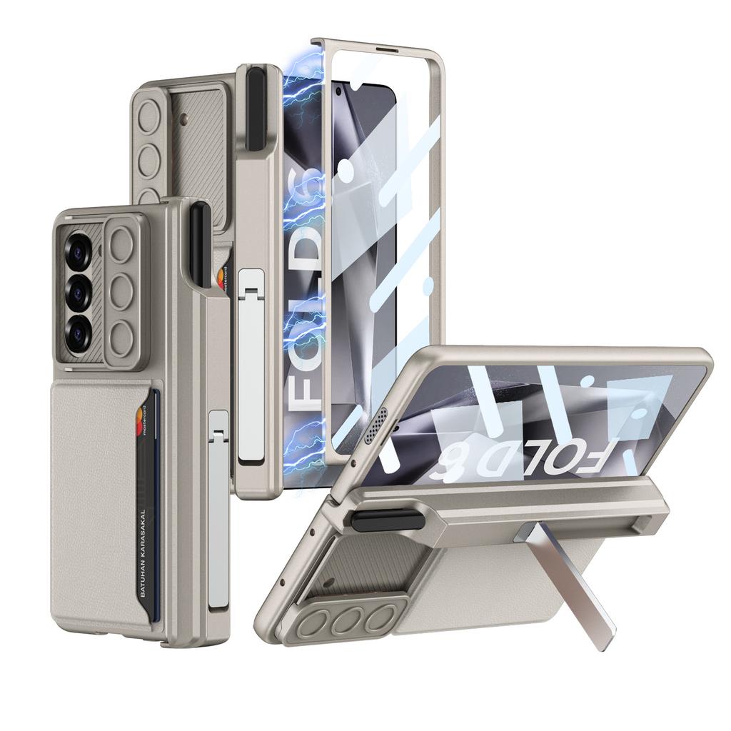 Чехол-книжка Samsung Z Fold 6 с держателем для стилуса, складным окном, карманом для карт