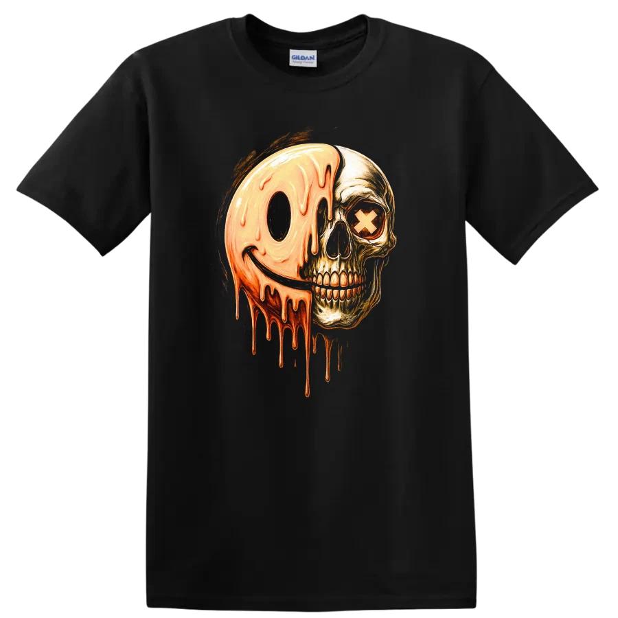 Skull Dripping Smile Graphic T Shirt Creepy Halloween Tee Gothic Art Design