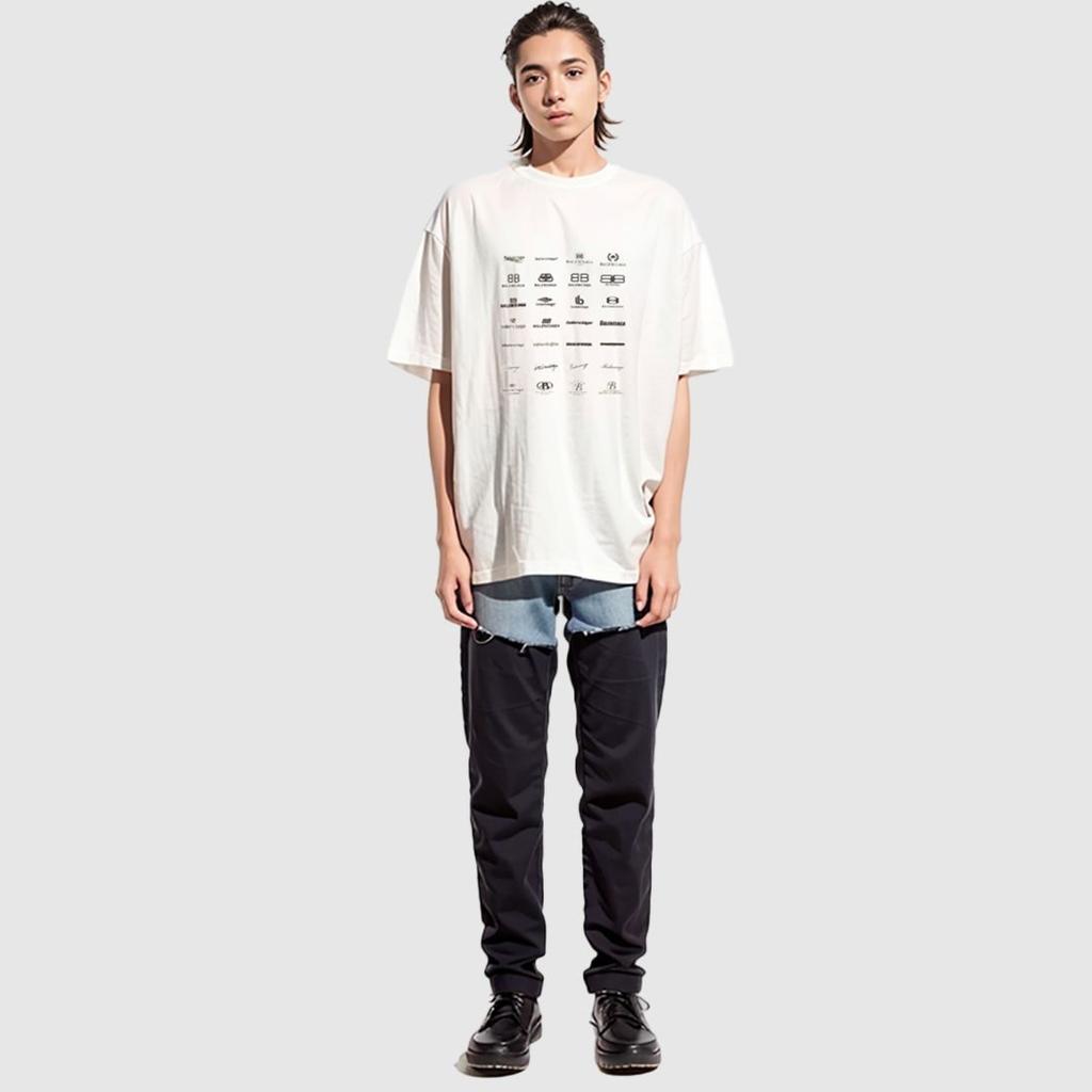 Balenciaga Футболка Свободный крой Унисекс Кремовый 712398TNVQ79784
