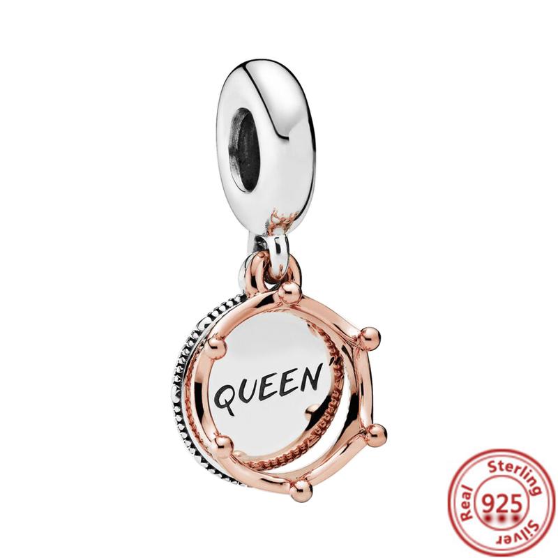 Hot Sale Rose Gold Series Pink Zircon Leaves Heart Pendant Sparkling Clip Bead Fit Charm Bracelet DIY S925 Silver Jewelry