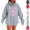 Ladies Spring Bow Printed Pullover Hooded Sweatshirt Fleece Long Sleeve Sweatshirt