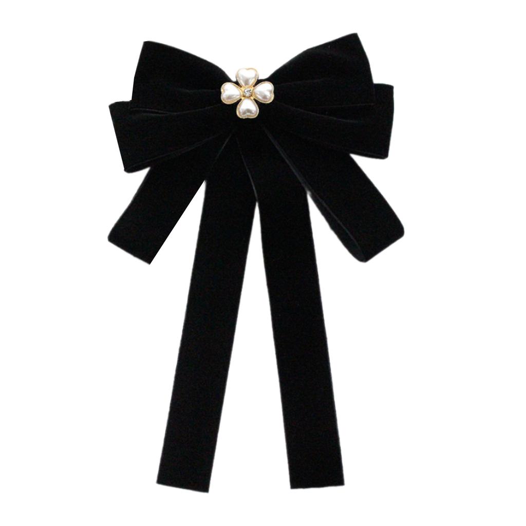 Элегантная женская бархатная брошь-галстук-бабочка, предварительно завязанная, с украшениями из стразов и жемчуга для формального мероприятия