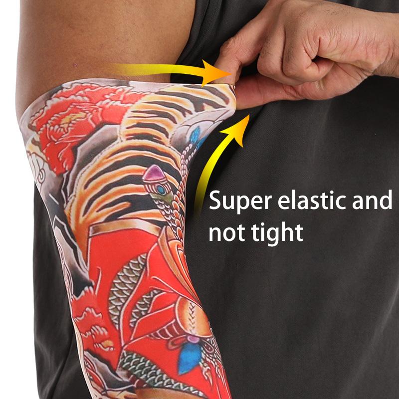 Мужские охлаждающие рукава для езды на велосипеде с защитой от ультрафиолета, нарукавники с принтом и татуировкой, для велоспорта, с ледяным шелком, лето