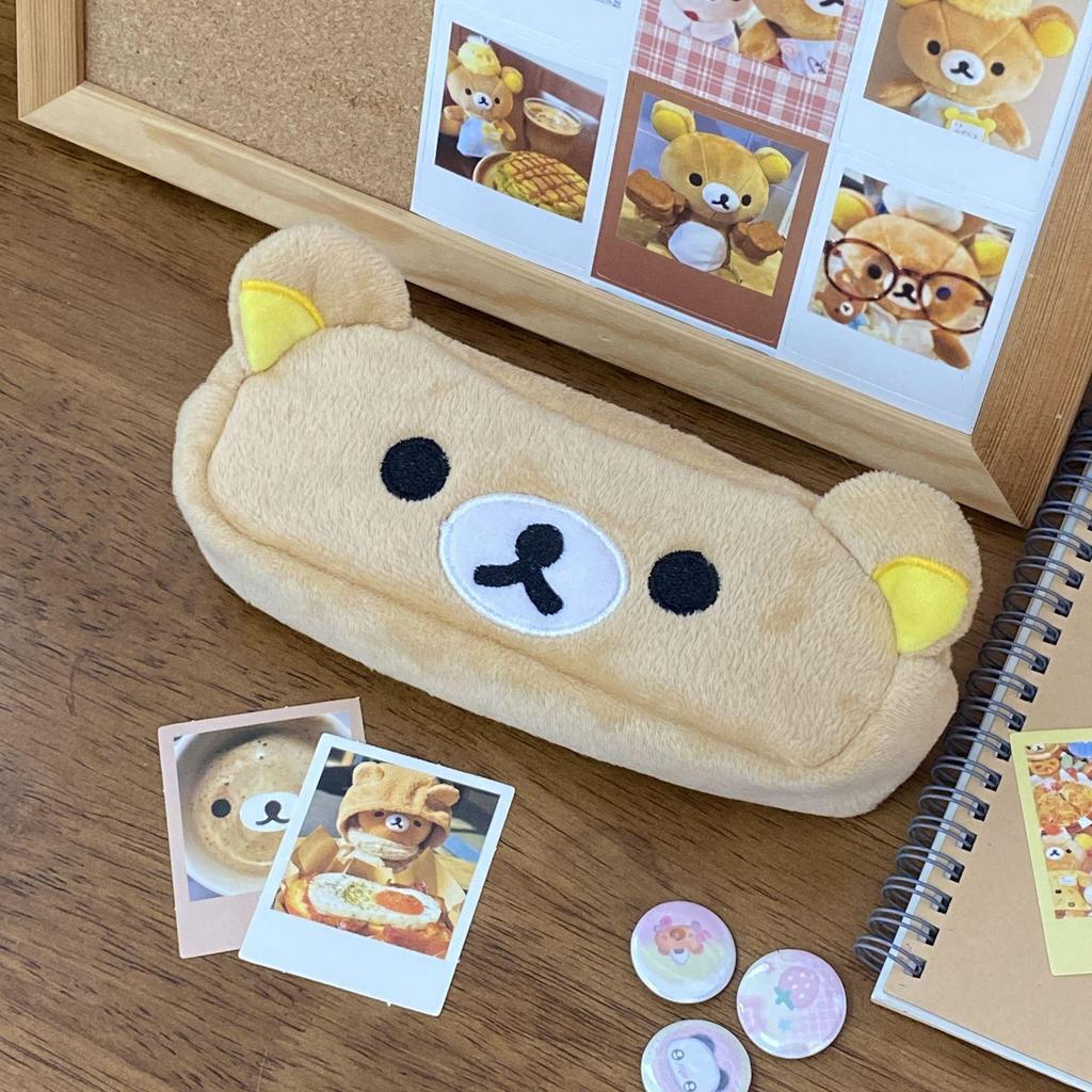 Rilakkuma Japanese Style Plush Pencil Case - Cute Bear Stationery Bag for Students