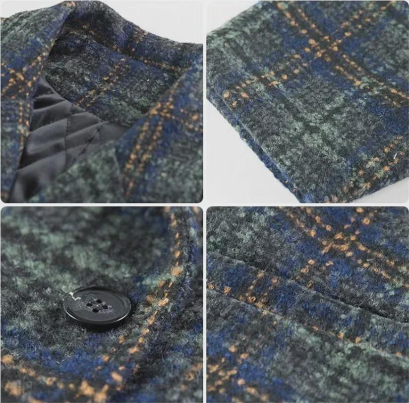 Women's Mid-Length Plaid Tweed Jacket - 2023 Fall/Winter Collection