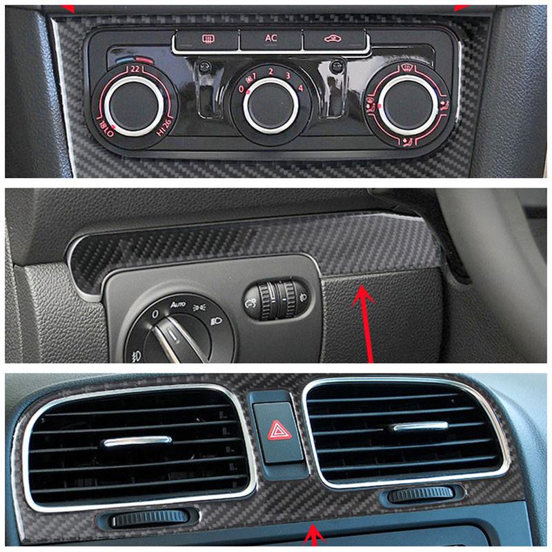 Carbon Fiber Car Interior Decoration Stickers Car Styling For Volkswagen VW Golf 6 Center Console Cover Trim Inner