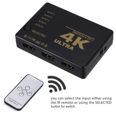 Порты сверхвысокой четкости HDMI-совместимый переключатель 4Kx2K 5 HDTV сплиттер-хаб с ИК