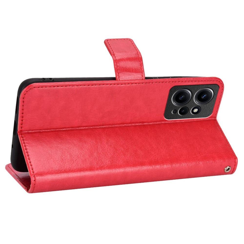 Flip Case for Xiaomi Redmi Note 12 4G, Crazy Horse Wallet, Red