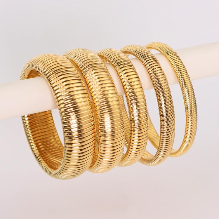 Trendy Slip-on Jewelry Texture Flex Bracelet Bangle Stainless Steel Elastic Snake Chain Stretch Bracelets