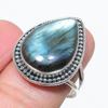 Ювелирное кольцо из натурального лабрадорита ручной работы из цельного серебра 925 пробы, размер 8 W1z56