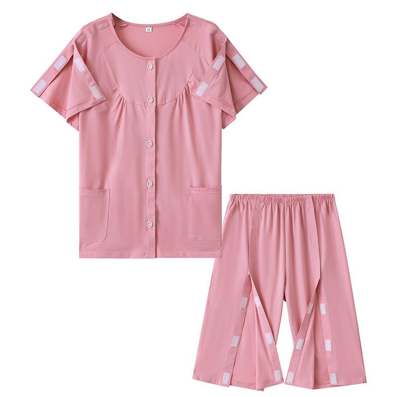 Летняя удобная одежда для пациентов, одежда для медсестер, короткий рукав, хлопковая одежда для реабилитации пациентов