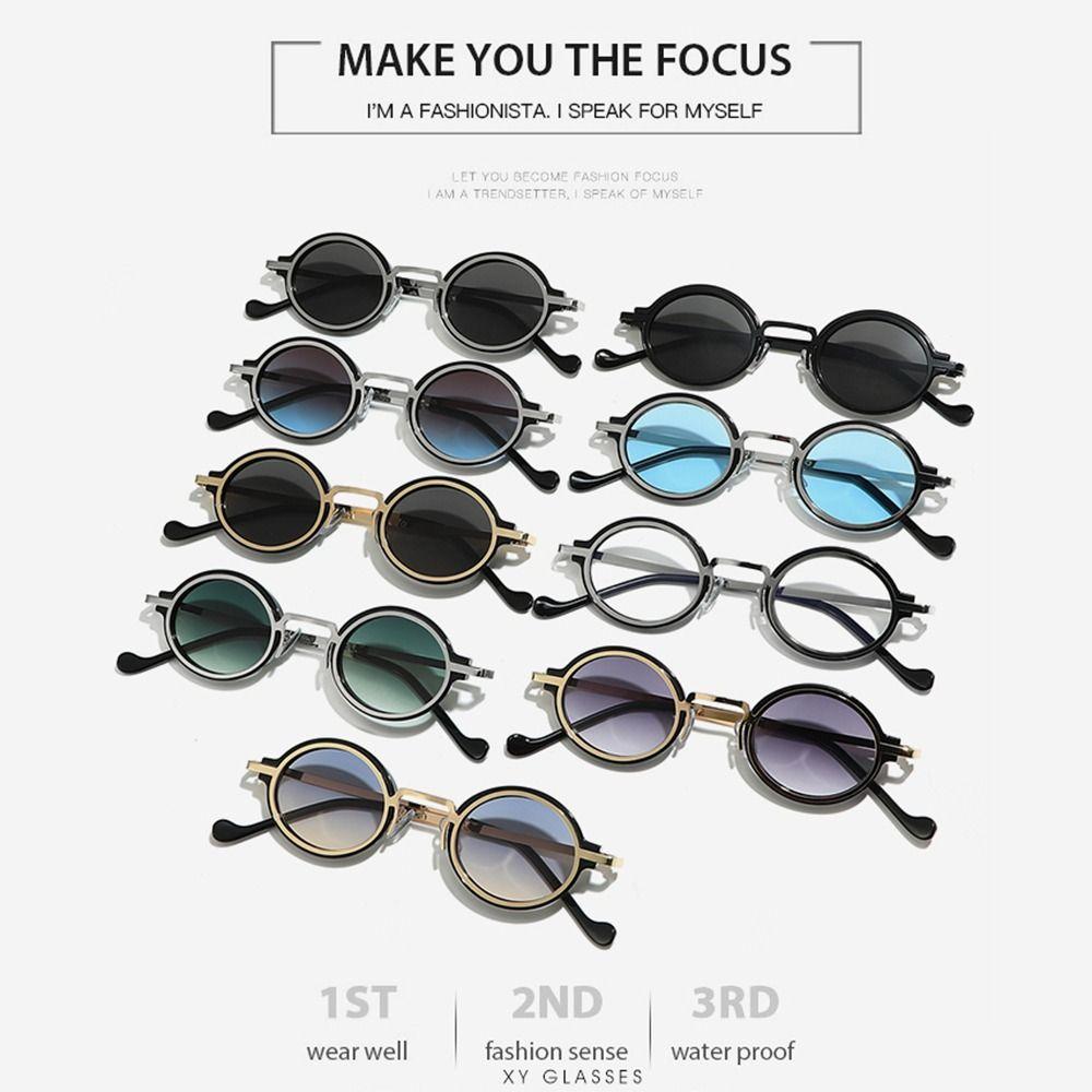 Металлическая оправа Панк Очки Y2K Очки Винтажные Маленькие Круглые Солнцезащитные Очки для Женщин и Мужчин