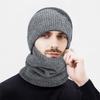 Winter Color Matching Wool Warm Thick Knitted Hat Men's Outdoor Riding Cold-Proof Ear Protection Wool Hat Two-Piece Set