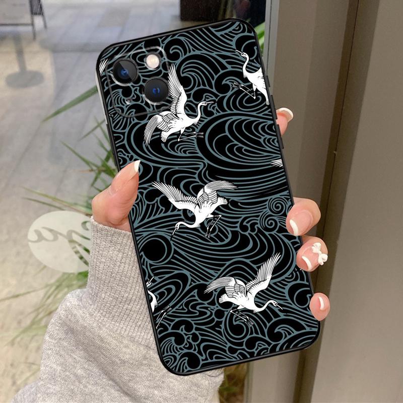 Чехол-бампер Art Crane Waves для iPhone 17 Pro Max 15 14 13 12 11 16 Pro Max Plus 12 13 Mini 16e 17 Air