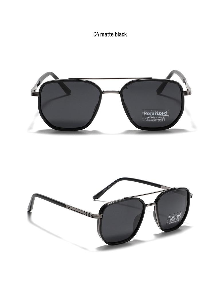 2025 Retro Polarized TR90 Semi-Metal Square Sunglasses for Men & Women