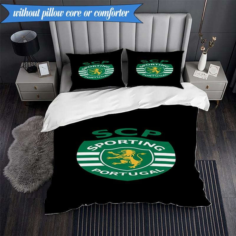 3PCS Sporting Cp Crest Emblem Bedding Set 2D Printing (Includes 1 Duvet Cover + 2 Pillowcases Coreless), Bedroom decor,Fan gift