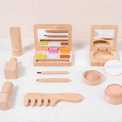 Детская деревянная косметика, семейные игрушки, ролевые игры из массива дерева, макияж для девочек, помада и макияж