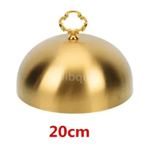 golden Cover Food Stainless Dome Lid Tent Protector Steak Serving tray For Melting Kitchen Metal Cheese Plate Cover Dish Basting
