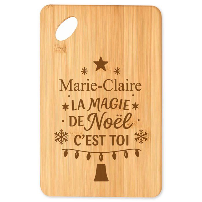 Planche à découper / Plateau apéro - PLANETEE - Marie-Claire Magie de noël Sapin - Bambou - Motif sapins & flocons - Festif, cadeau