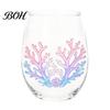 Unique Birthday Gifts for Her Marine Theme Wine Glass, Handmade Single Layer Stemless Borosilicate Glassware 400ml Capacity Drinkware Bar And