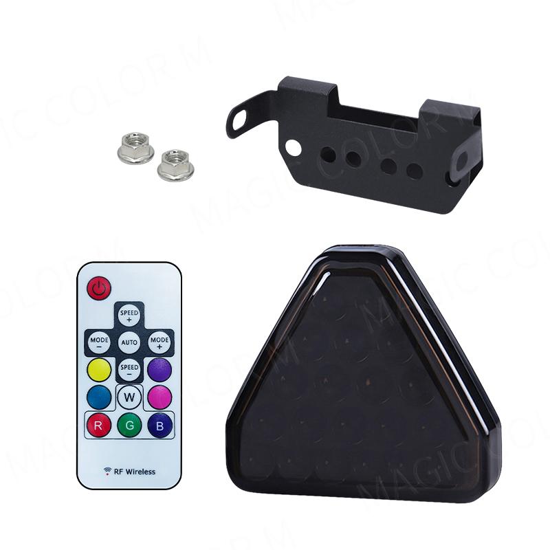 Для F1 стиль мотоцикла автомобильные пилотные огни треугольник задний стоп-сигнал предупреждающий стробоскоп стоп безопасность черный красный RGB бампер