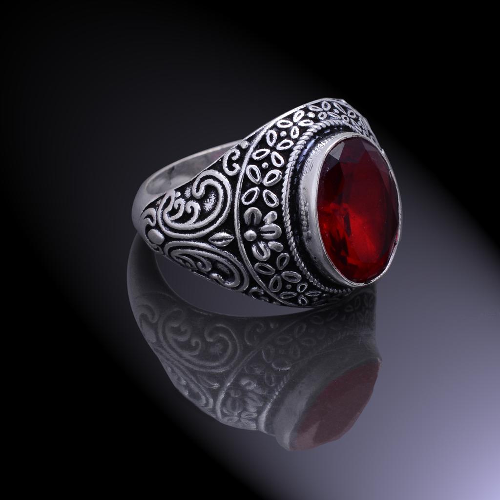 Mozambique Garnet Handmade 925 Sterling Silver Jewelry Ring Size 7 V2Y79