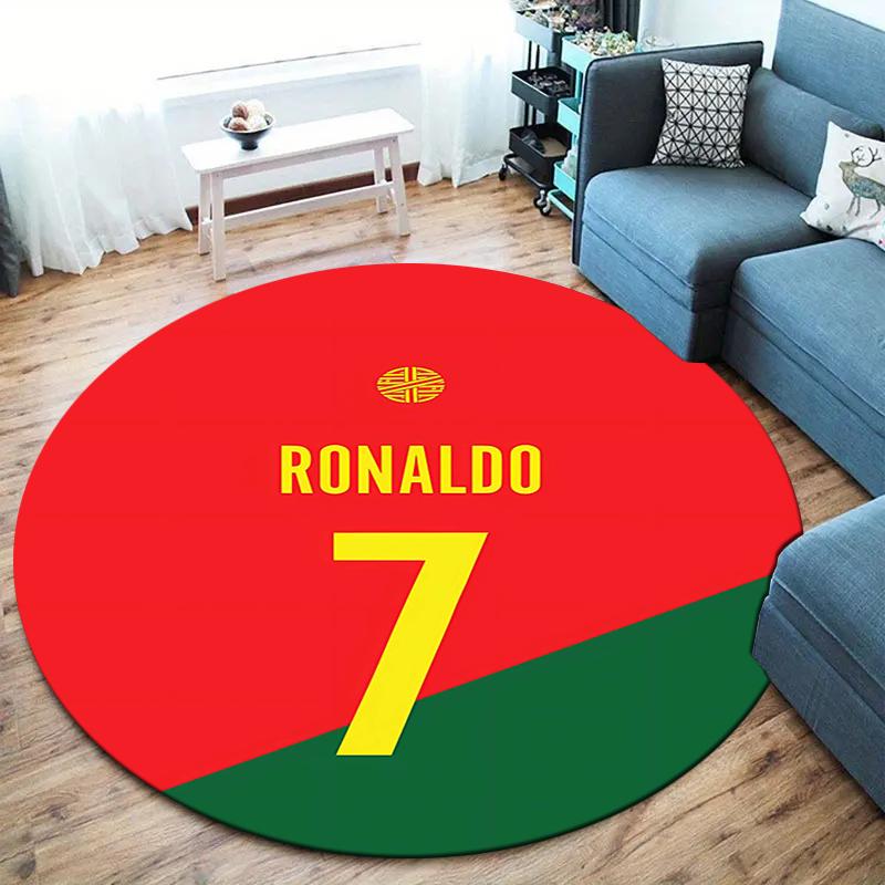 Круглый ковер CR7, Ковер для гостиной, спальни, дивана, игровой комнаты, Нескользящий коврик