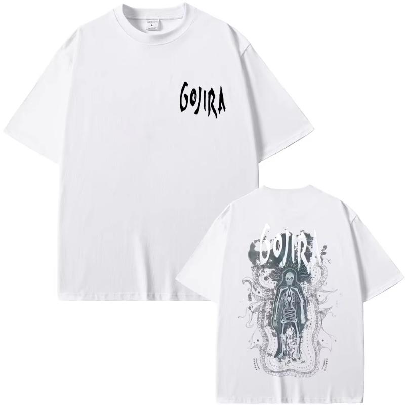 Метал-группа Gojira The Flesh Alive Графическая футболка со скелетом Унисекс Женская Модная Оверсайз Футболки Унисекс Повседневная Хлопковая Футболка