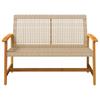 Garden Bench Beige 112 cm Poly Rattan and Acacia Wood