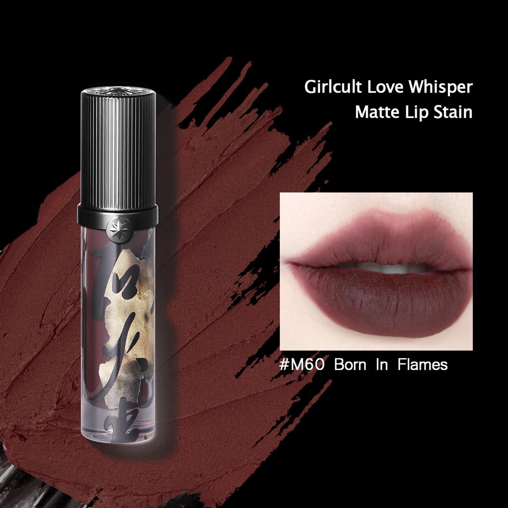 Girlcult Love Whisper Матовая тинтованная помада для губ Бархатистый мягкий матовый тинт для губ Легкий, не сушащий, стойкий, с эффектом мягкого фокуса для смелого повседневного макияжа Подарок
