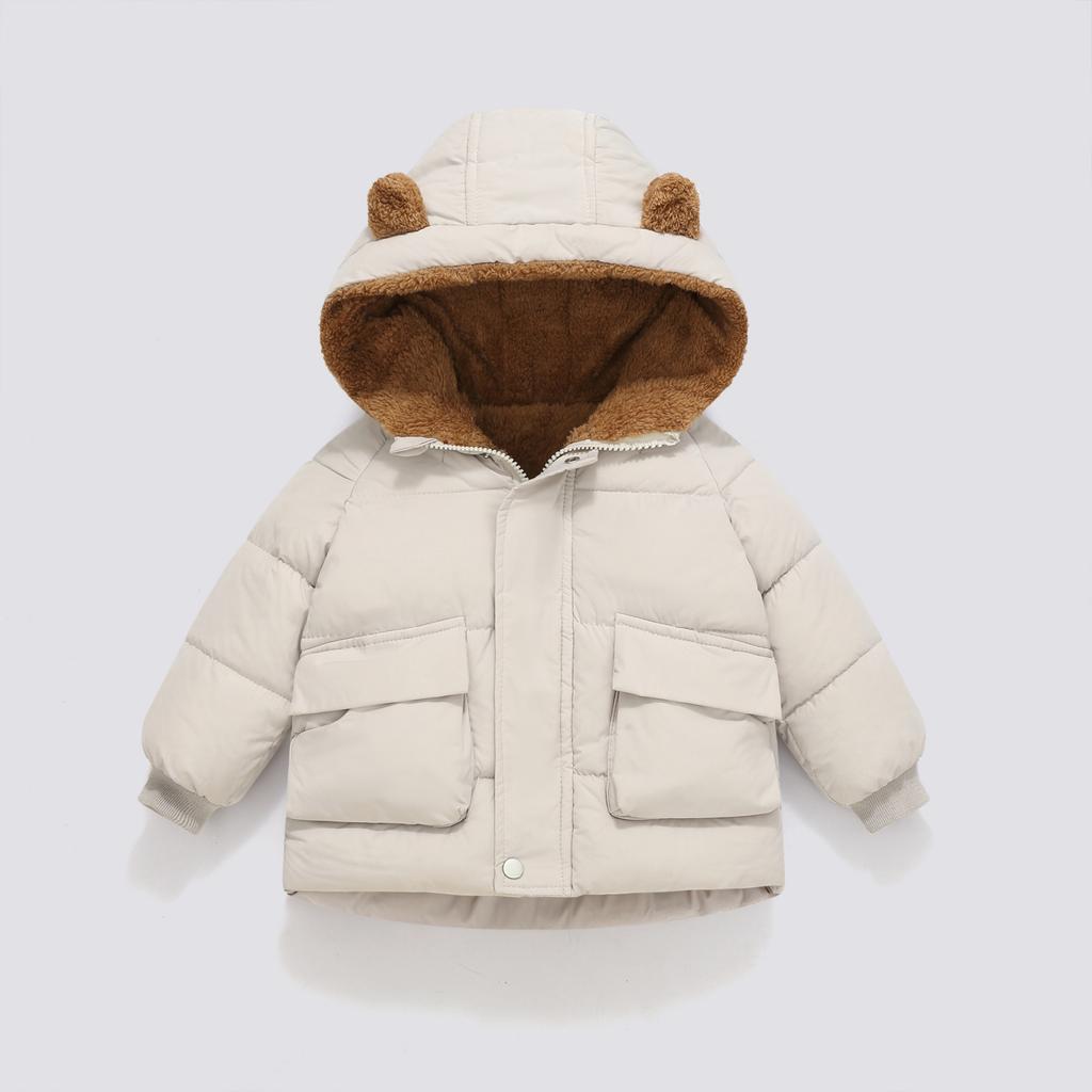 Children's Casual Solid Color Casual Hooded Thick Down Jacket For Boys And Girls