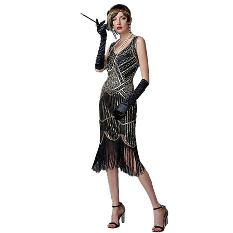 Платье в стиле ретро 1920-х годов с кисточками - сценический костюм для бала Гэтсби