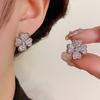 Diamond-encrusted Clover Flower U-shaped Ear Buckle Fashionable Simple and Elegant Temperament Earrings Light Luxury High-end Gentle Earrings
