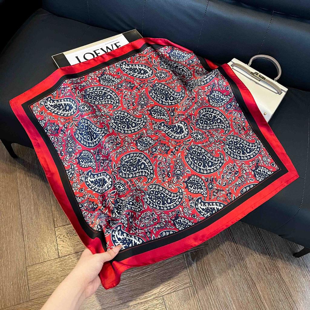 New cashew flower square scarf women's retro high-end silk scarf fashion versatile temperament scarf thin 71 cm