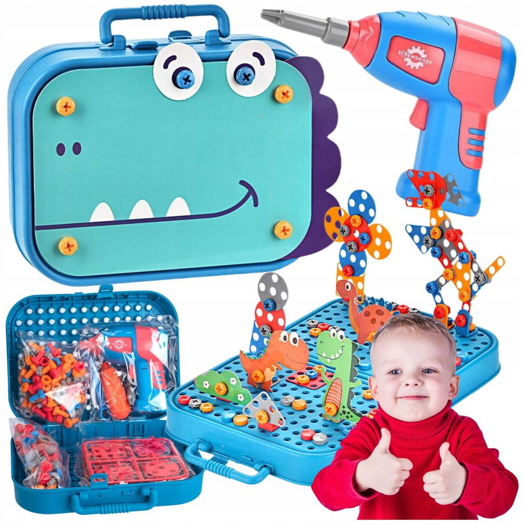 DIY CONSTRUCTION BLOCKS DINOSAUR 3D MONTESSORI SCREWDRIVER 228 pcs
