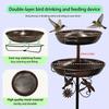 1Pc Vintage 2-Tier Iron Bird Bath & Feeder Combo – Rust-Proof 5-Claw Ground Stake, All-Weather Outdoor Garden Decor for Hummingbirds & Sparrows