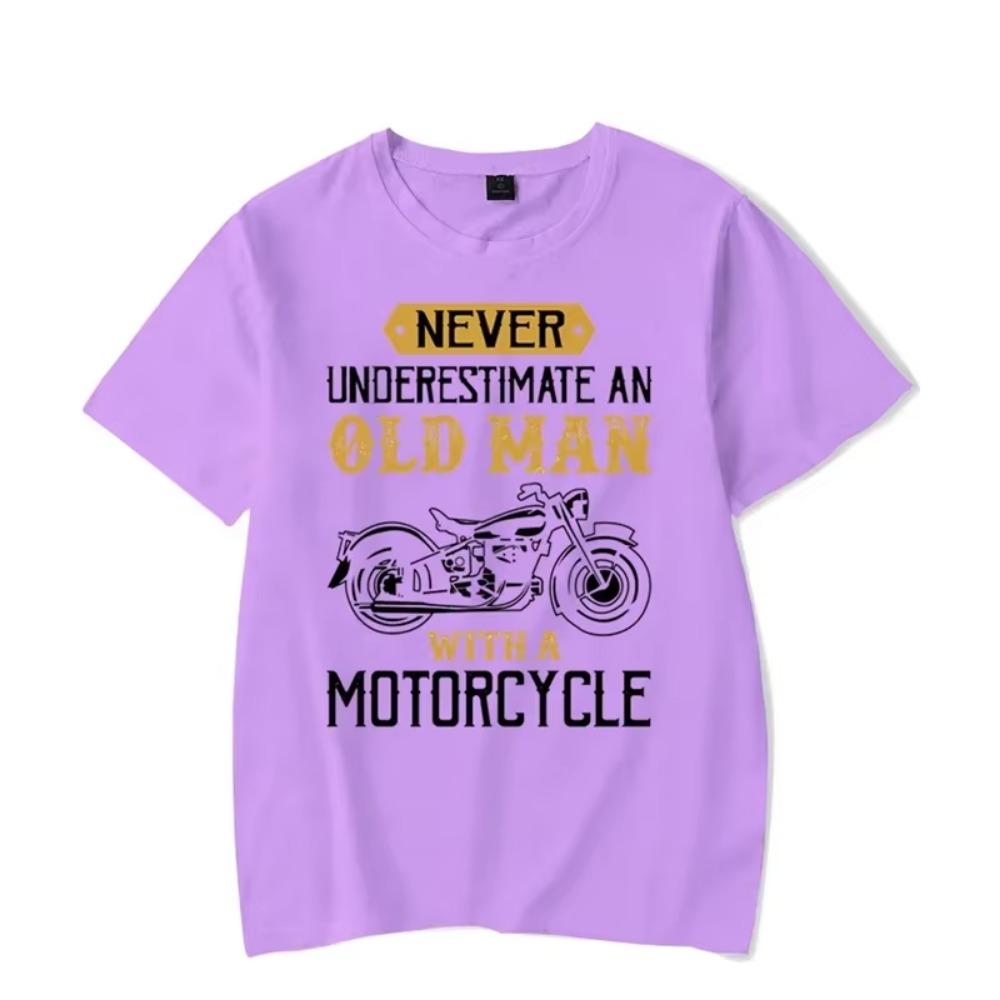 Никогда не недооценивайте старика с мотоциклом. Забавная футболка. Модная футболка Харадзюку. Мужская футболка оверсайз. Брендовая футболка.