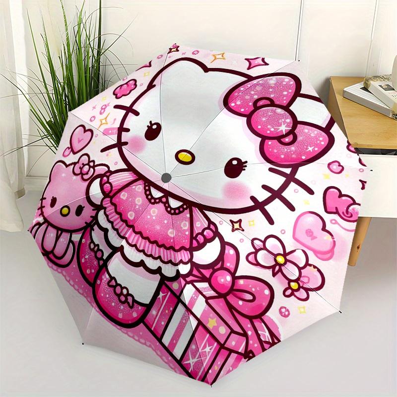 1pc Hello Kitty,Pink Automatic Umbrella-Foldable, Durable 8-Bone Design, Compact and Stylish, Great for Camping, Halloween, Christmas, Mothe