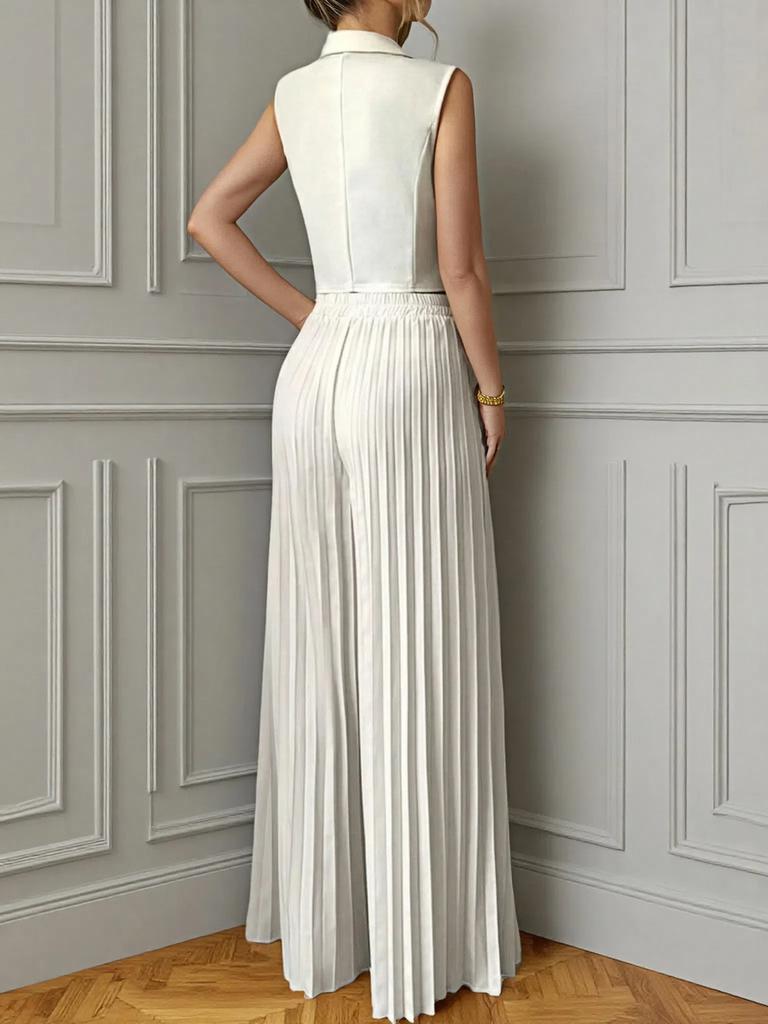 Женский Новый Модный Комплект: Жилет-Кардиган и Плиссированные Брюки, Комплект из Длинных Брюк для Женщин