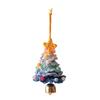 Holiday Party Decor Decorative Tree Hanging Charm Festive Knitted Christmas Tree Ornaments with Gold Jingle Bell for Holiday