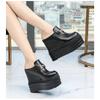 13CM Platform Genuine Leather Women Summer Shoes Heightening Slippers Wedge Sandals Rhinestone Hollow Female Slip On Shoes