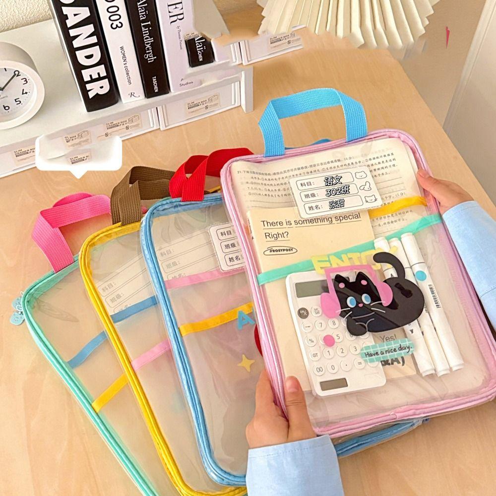 Transparent Test Paper Storage Bag Rabbit File Folder Bag INS Cartoon File Bag Students