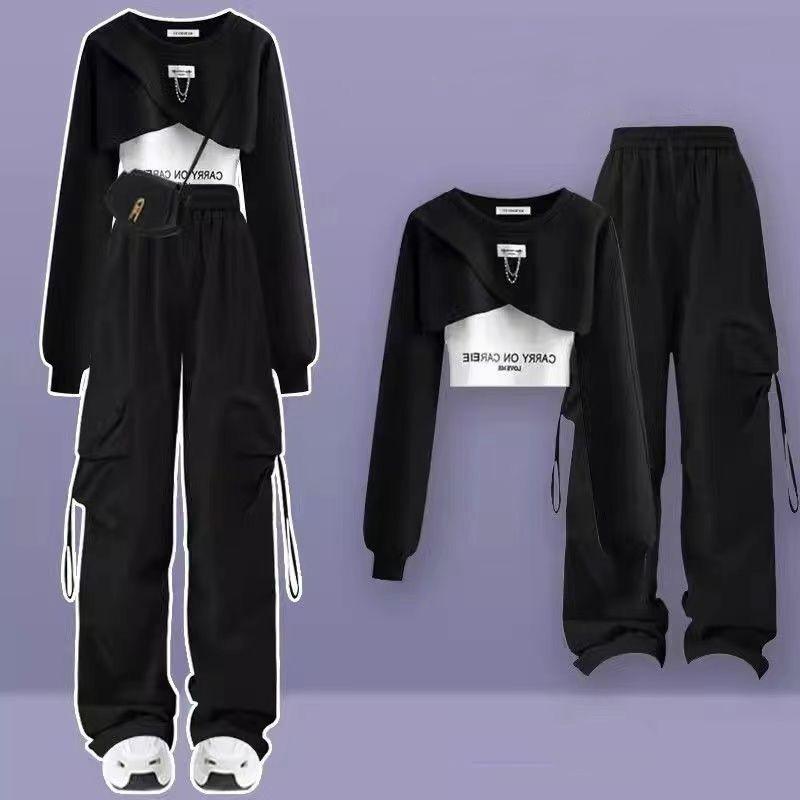 Dopamine Cool и Cool Salt Style Girl Крутые и стильные уличные рабочие брюки, костюм для горячей девушки, школьная форма, толстовка с капюшоном из трех частей