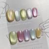 Искусственные ногти ручной работы, короткие, радужные, кошачий глаз, фототерапевтические ногти, накладные ногти, многоразовые и съемные ногти